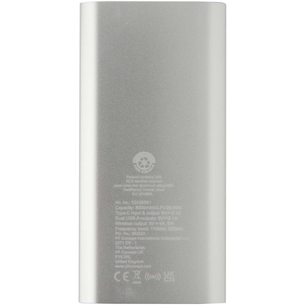 Juice type-C draadloze powerbank van 8000 mAh van gerecycled aluminium