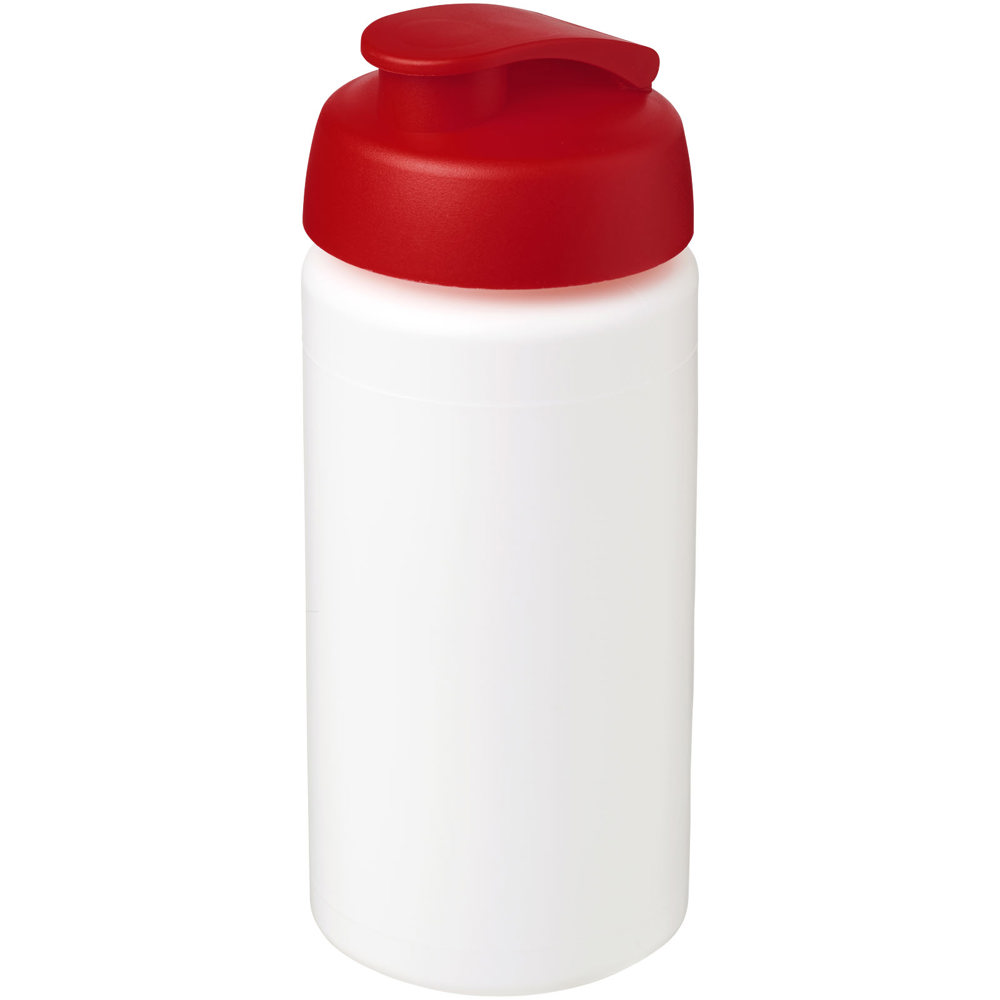 Baseline® Plus grip 500 ml sportfles met flipcapdeksel - Wit, Rood