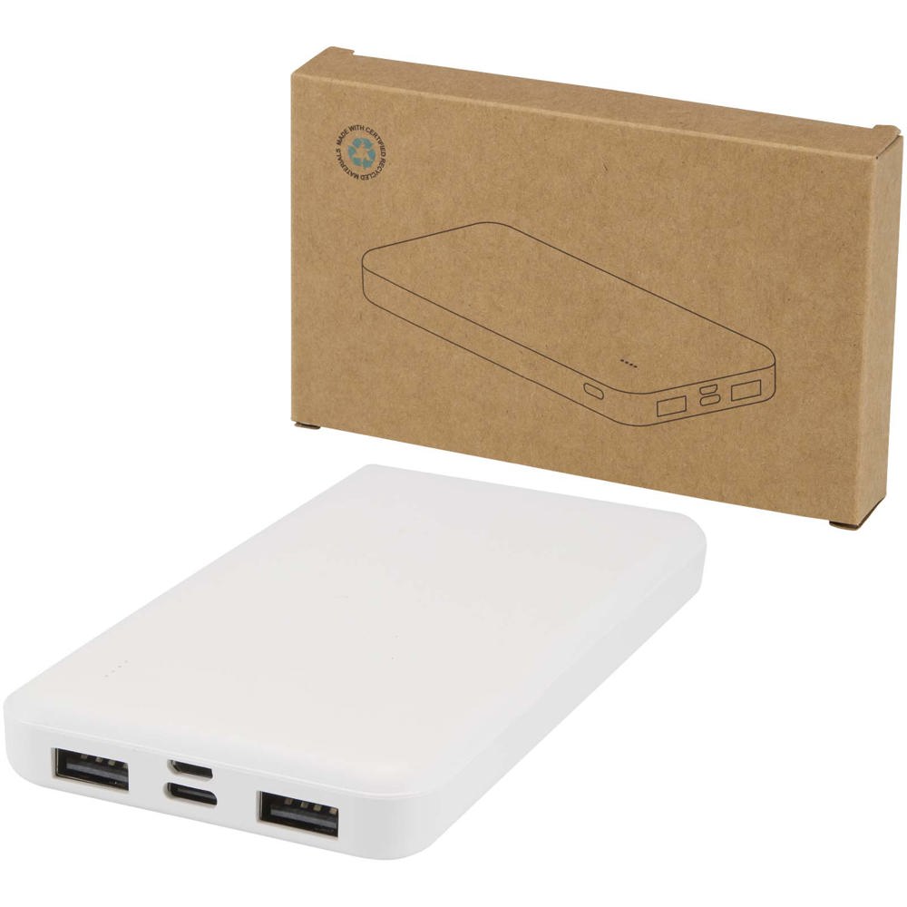 Intan powerbank van 10.000 mAh 10 W van gerecycled plastic - Wit