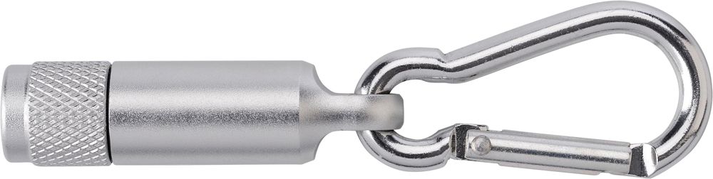 Aluminium mini-zaklamp met karabijnhaak Tracy - Zilver