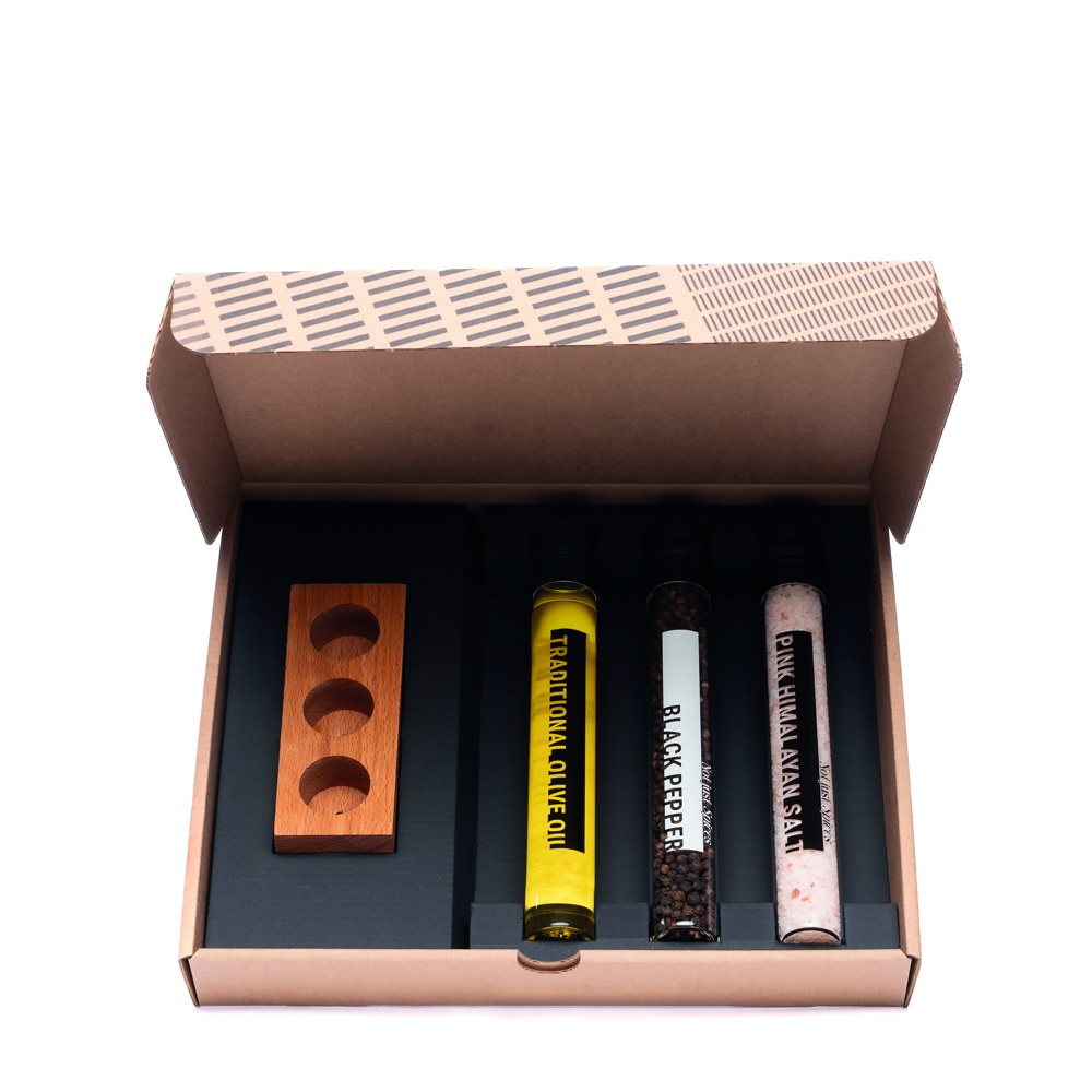 4-Delige kookbox "Something's cooking" met beukenhouten houder