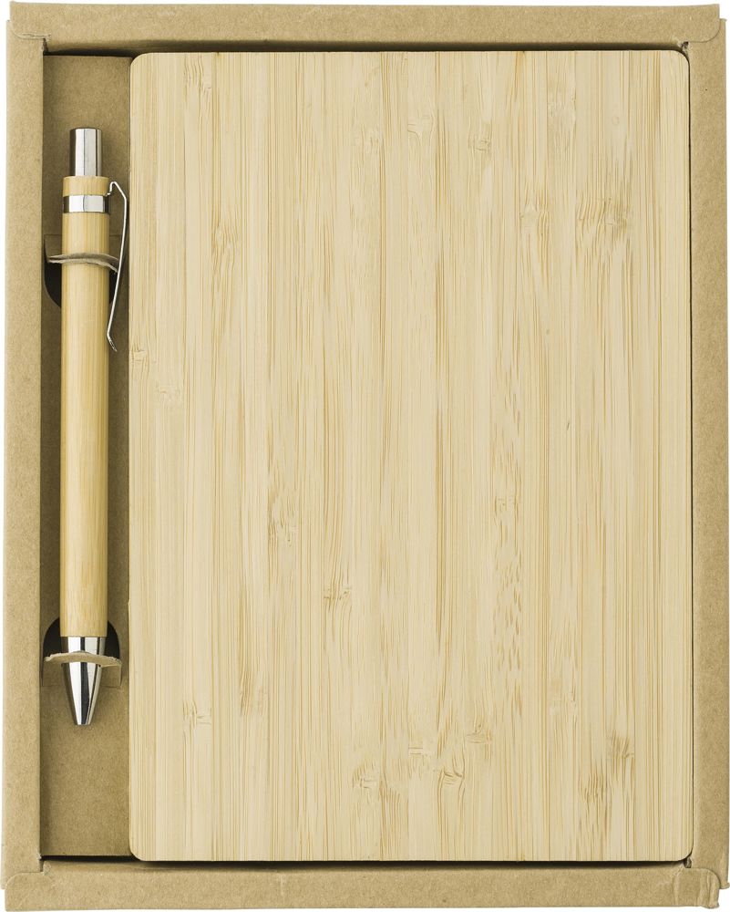 Bamboe cover notitieboek met pen Jo