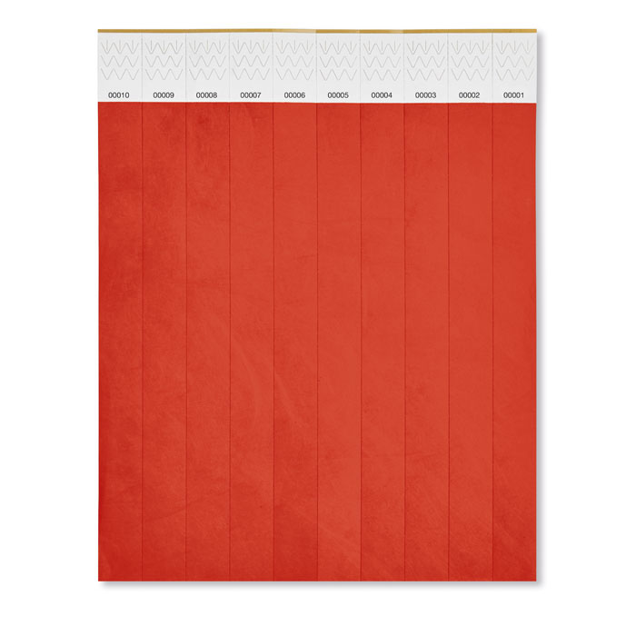 TYVEK - 1 Vel met 10 event armbandjes - Rood