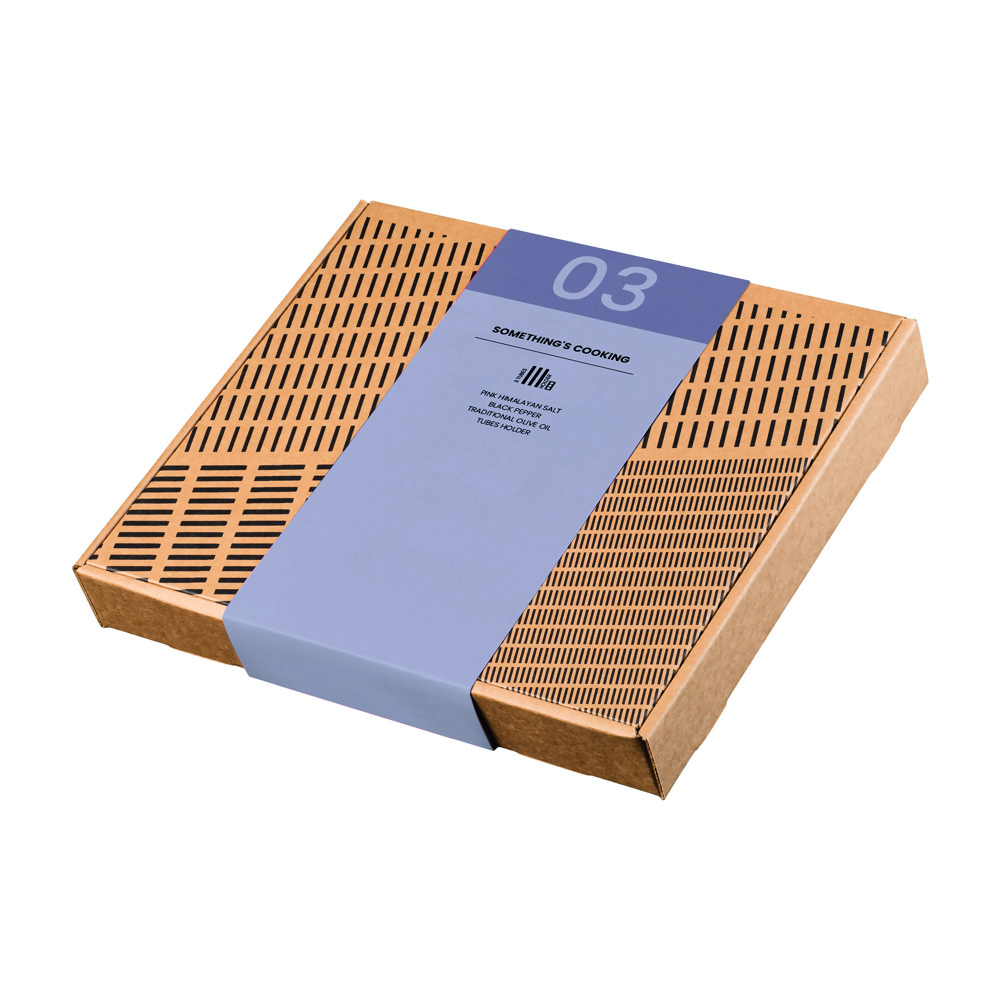 4-Delige kookbox "Something's cooking" met beukenhouten houder