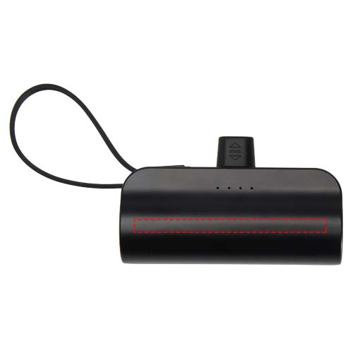 Alnair Type-C powerbank van 5000 mAh 10 W van gerecycled plastic met ingebouwde klapstandaard en 2 in 1 kabel