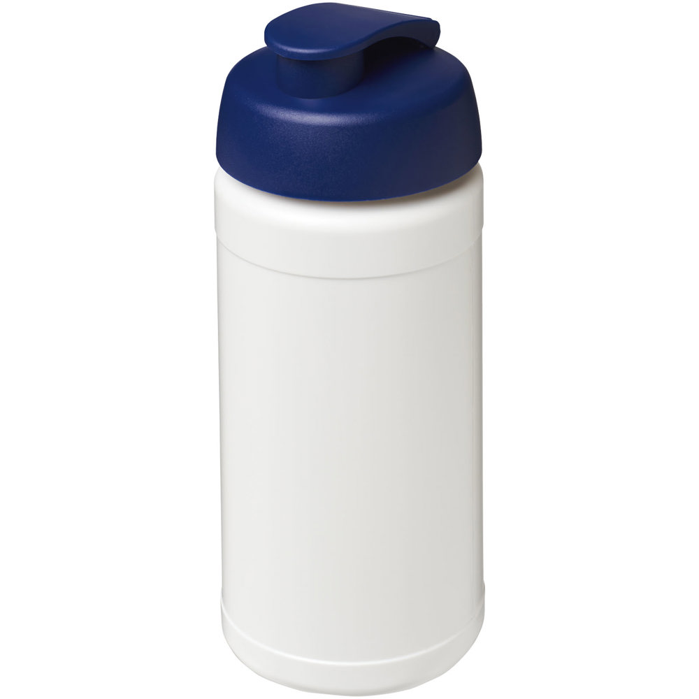 Baseline 500 ml gerecyclede drinkfles met klapdeksel - Wit, Blauw