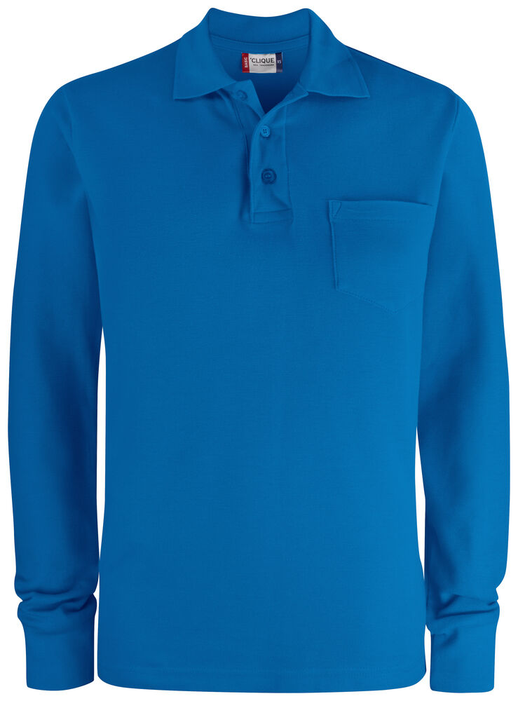 Clique - Basic Polo Pocket L/S - Kobalt