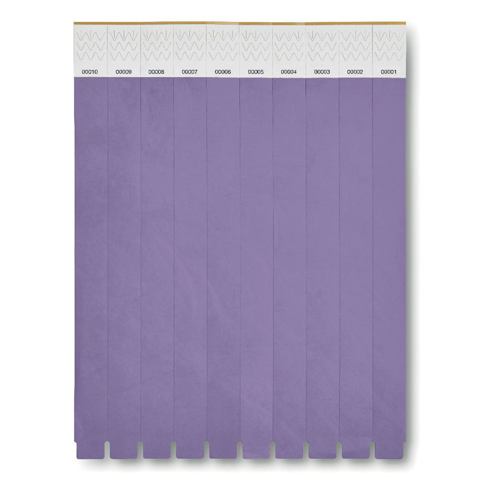 TYVEK - 1 Vel met 10 event armbandjes - Violet