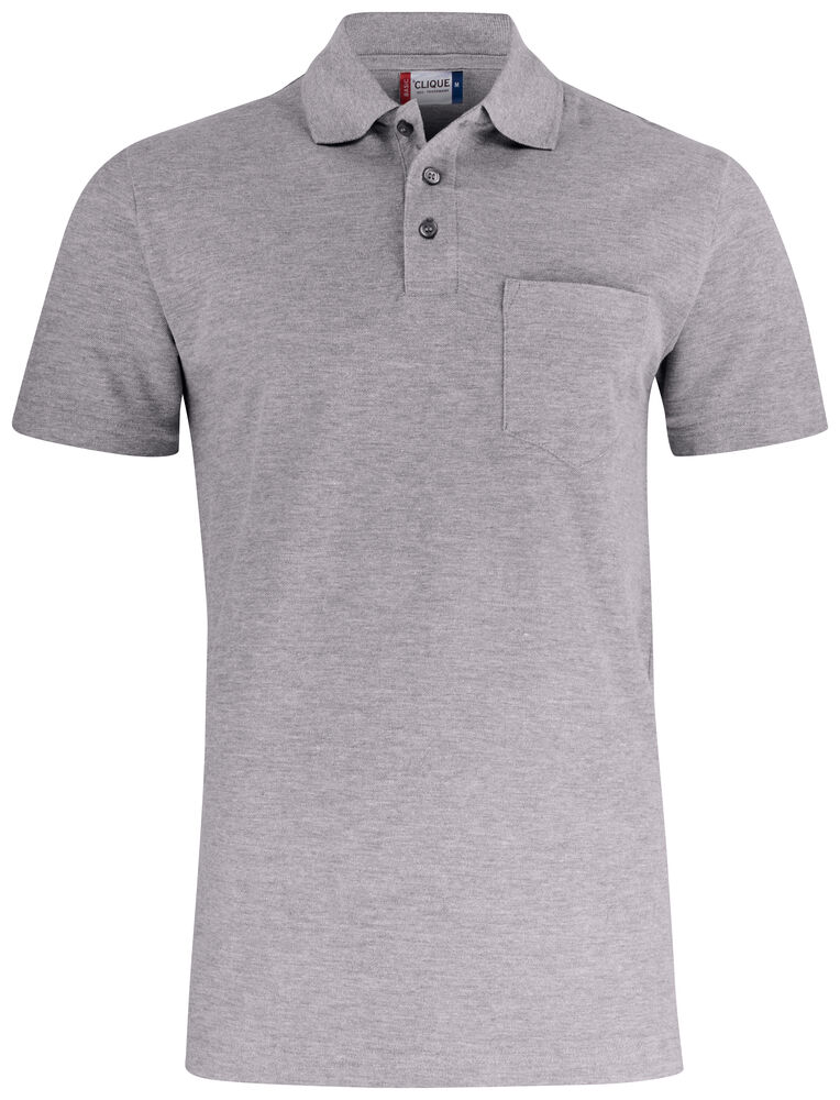 Clique - Basic Polo Pocket - Grijsmelange