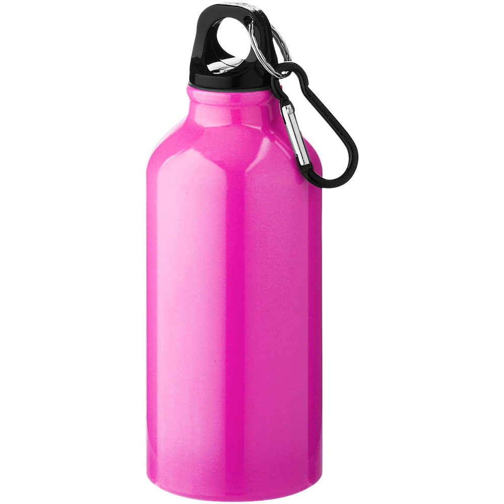 Oregon 400 ml aluminium waterfles met karabijnhaak - Neon roze