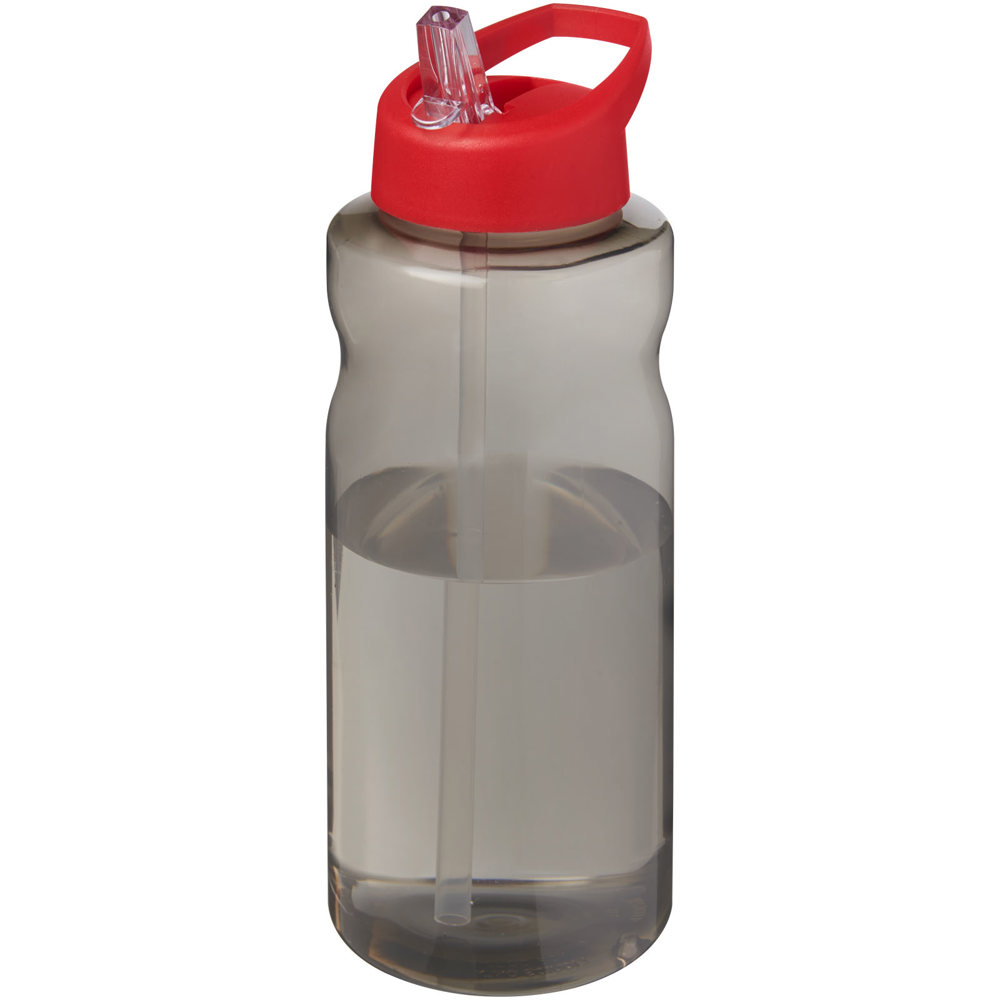 H2O Active® Eco Big Base 1 l drinkfles met tuitdeksel - Houtskool, Rood