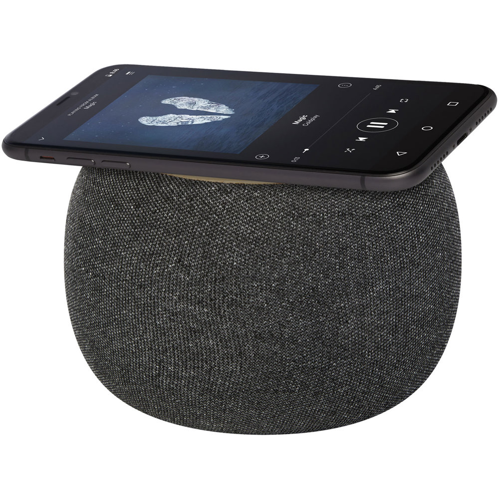 Ecofiber Bluetooth® speaker en draadloos oplaadstation van bamboe/RPET