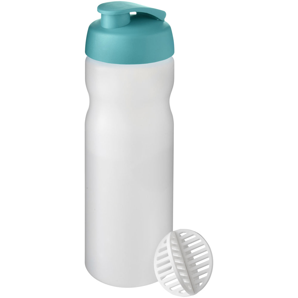 Baseline® Plus 650 ml sportfles met shaker bal - Aqua, Mat helder