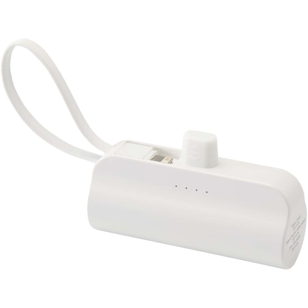Alnair Type-C powerbank van 5000 mAh 10 W van gerecycled plastic met ingebouwde klapstandaard en 2 in 1 kabel