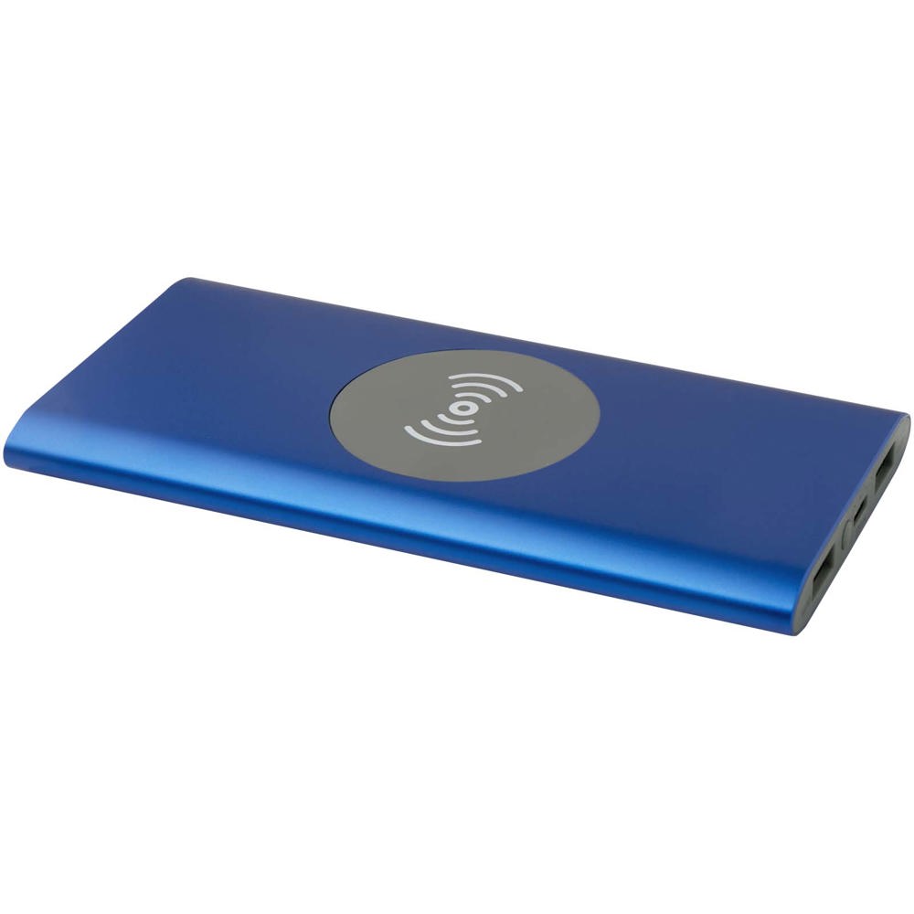 Juice type-C draadloze powerbank van 8000 mAh van gerecycled aluminium - Koningsblauw