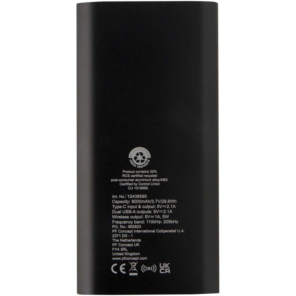 Juice type-C draadloze powerbank van 8000 mAh van gerecycled aluminium