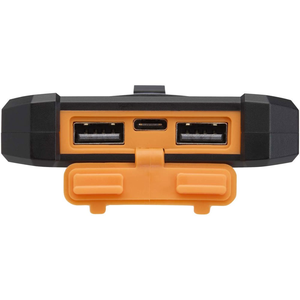 Altair robuuste powerbank op zonne-energie van 5000 mAh 10 W met ingebouwde zaklamp van gerecycled plastic