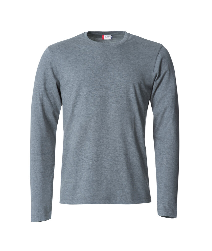 Clique - Basic-T L/S Dark Navy L - Grijs-melange