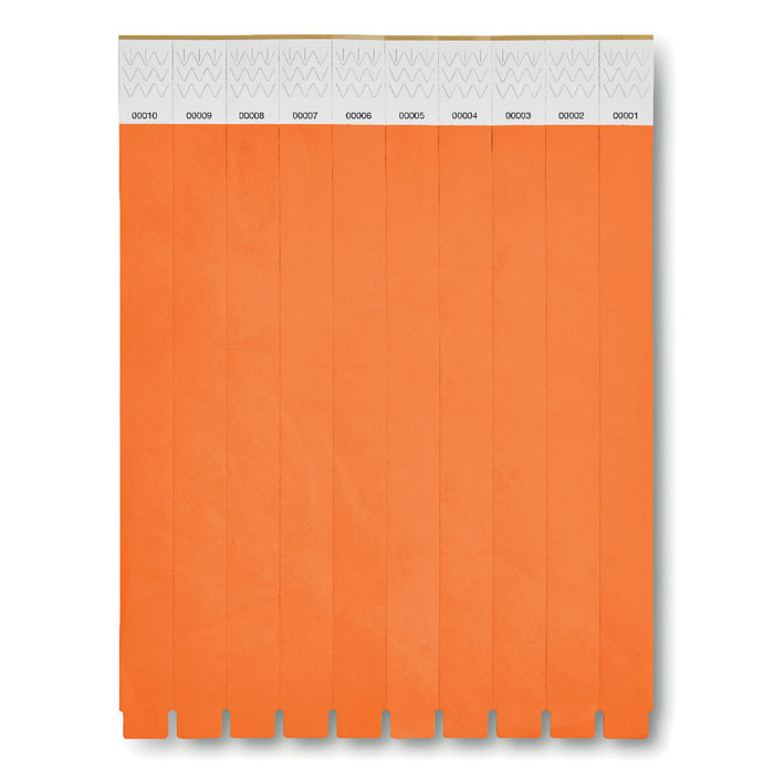 TYVEK - 1 Vel met 10 event armbandjes - Oranje