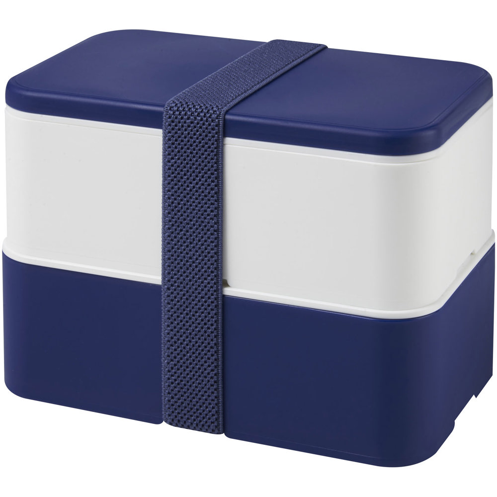 MIYO 700+700 ml dubbellaagse lunchtrommel - Blauw, Wit, Blauw