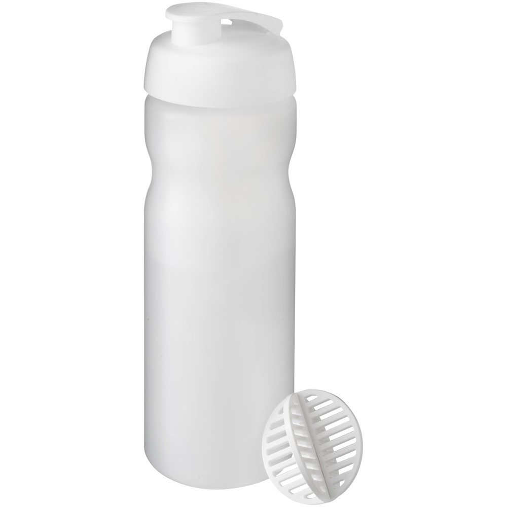 Baseline® Plus 650 ml sportfles met shaker bal - Wit, Mat helder
