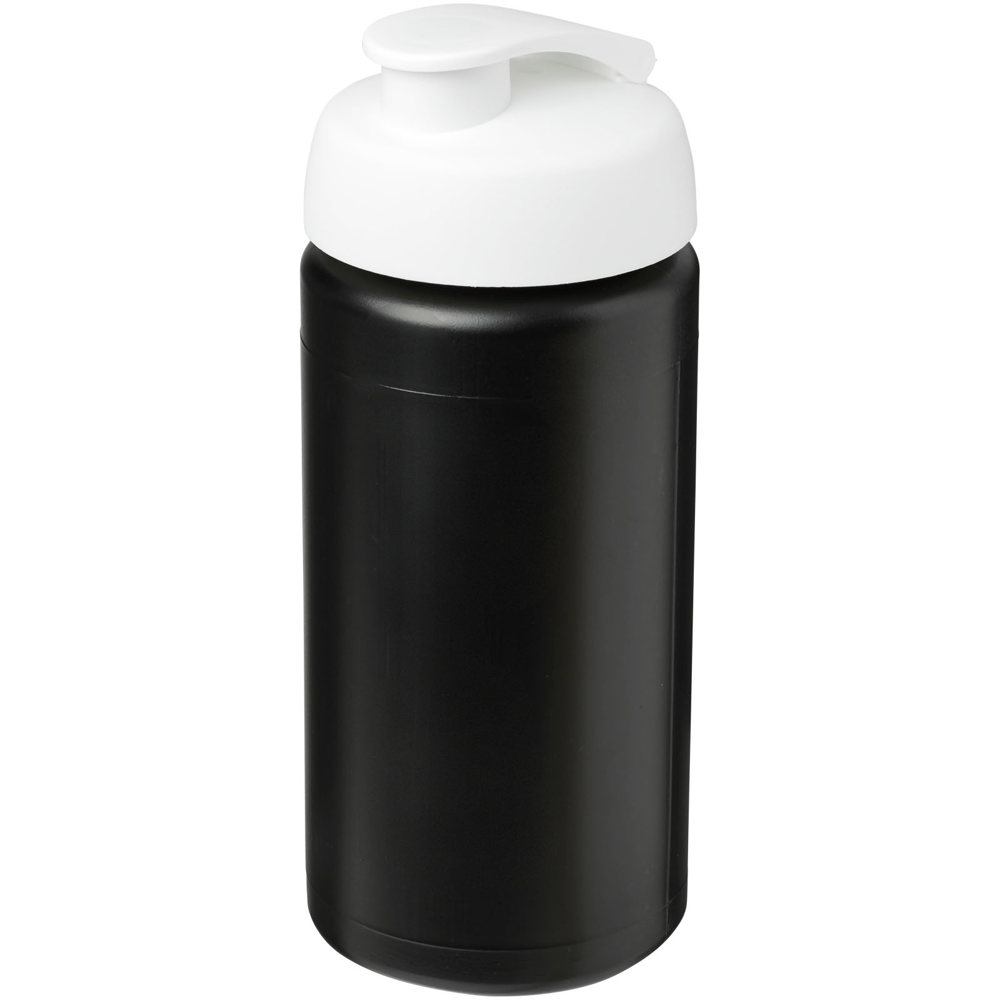 Baseline® Plus grip 500 ml sportfles met flipcapdeksel - Zwart, Wit