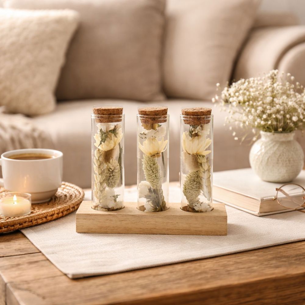 Dried Flowers - Trio tube & wood, Lichtblauw