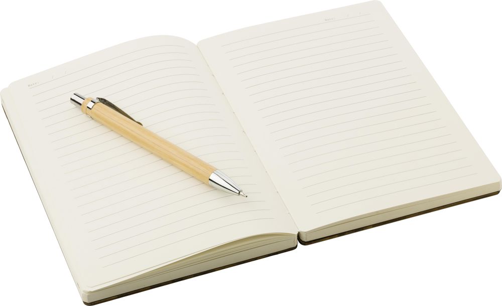 Bamboe cover notitieboek met pen Jo