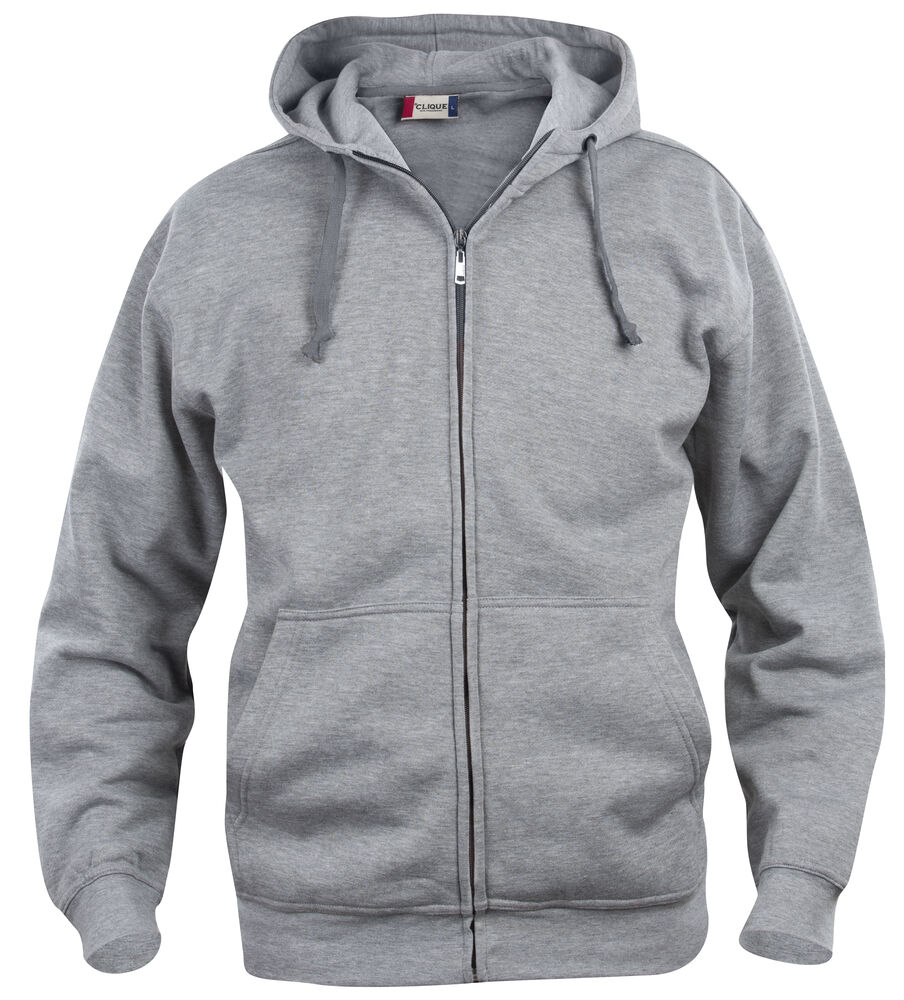 Clique - Basic Hoody Full Zip Grijs-melange 5XL
