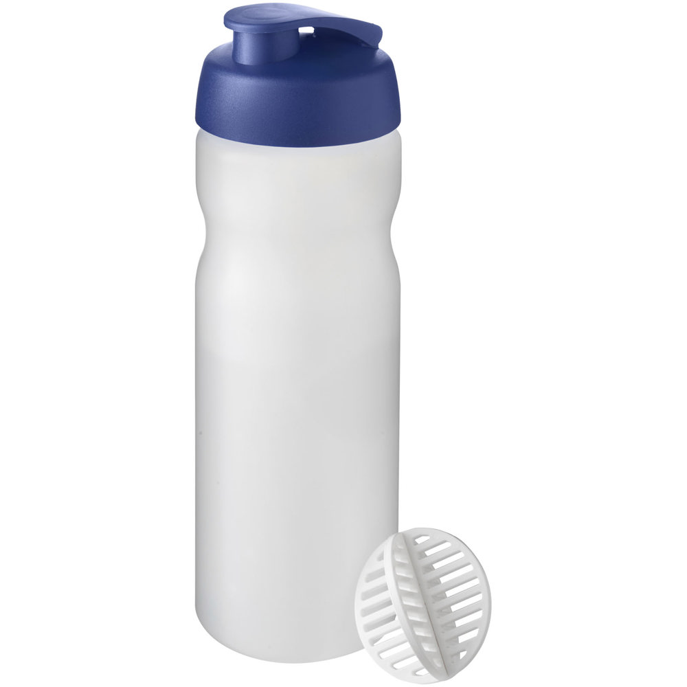 Baseline® Plus 650 ml sportfles met shaker bal - Blauw, Mat helder