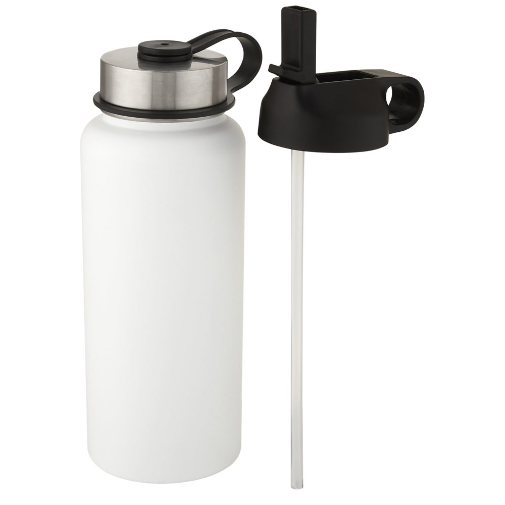 Supra 1 liter koper vacuüm geïsoleerde drinkfles met 2 deksels - Wit