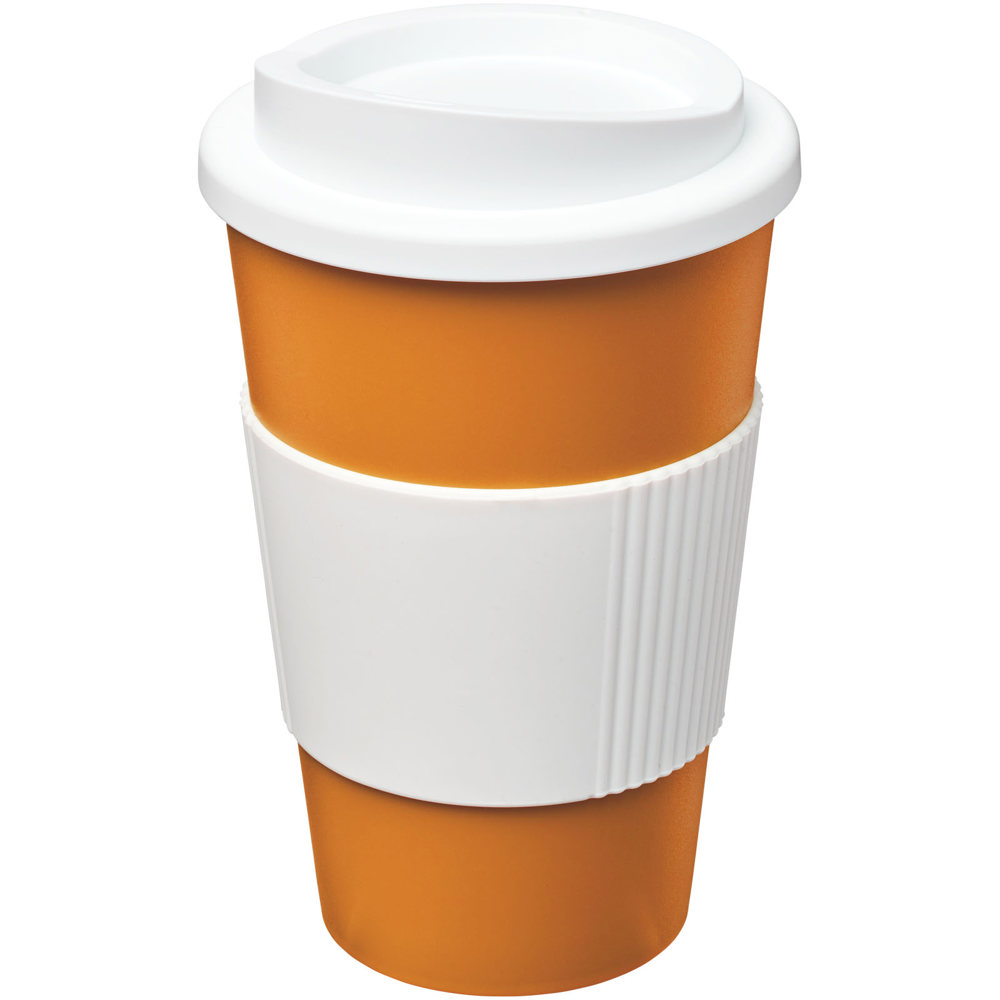 Americano® 350 ml geïsoleerde beker met grip - Oranje, Wit