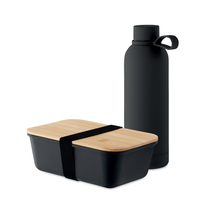 EMERALD SET - Cadeauset lunchbox en fles - Zwart