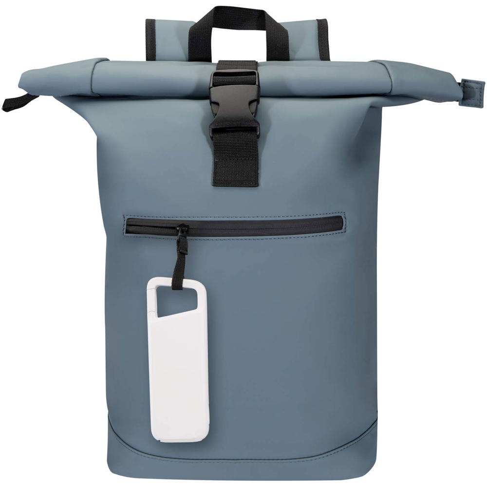 Alkes waterbestendige powerbank van 5000 mAh 12 W van gerecycled plastic met karabijnhaak