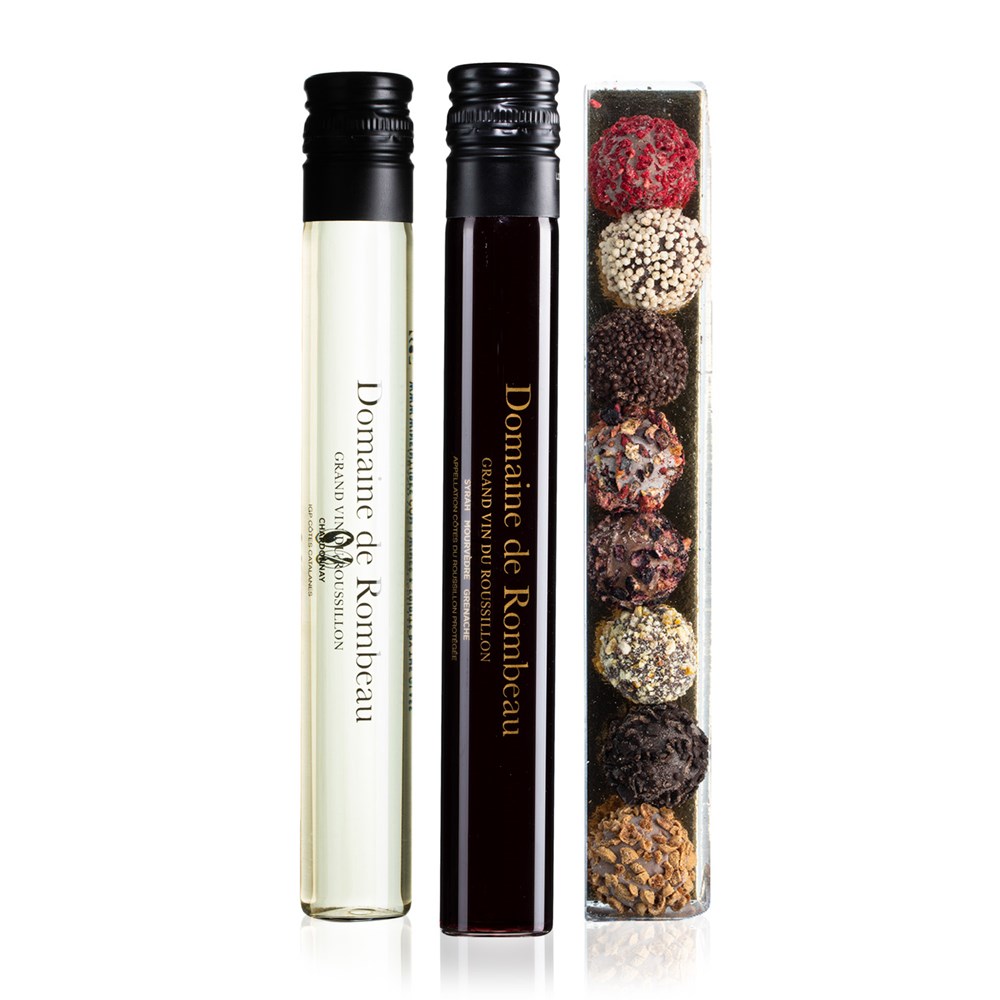 Wijnproeverij met 2 wijnen en 8 chocolade truffels