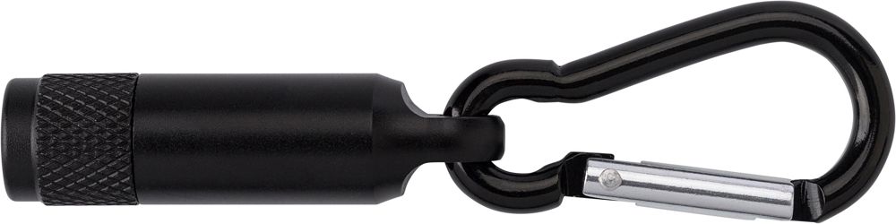 Aluminium mini-zaklamp met karabijnhaak Tracy - Zwart