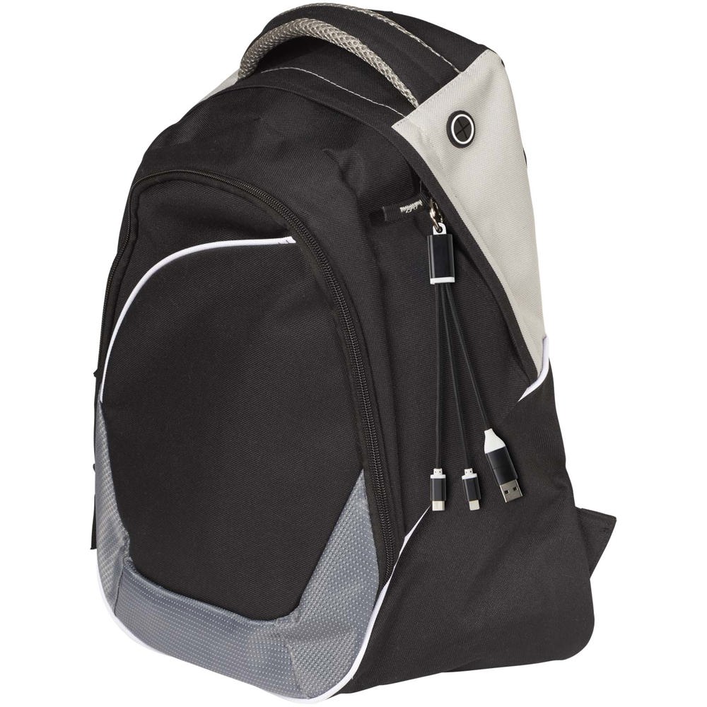 Metal 4-in-1 oplaadkabel van gerecycled aluminium met sleutelhanger