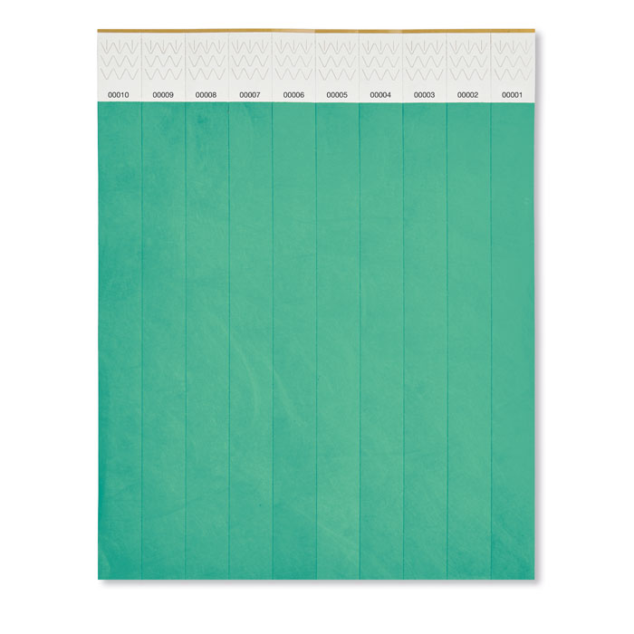 TYVEK - 1 Vel met 10 event armbandjes - Turquoise