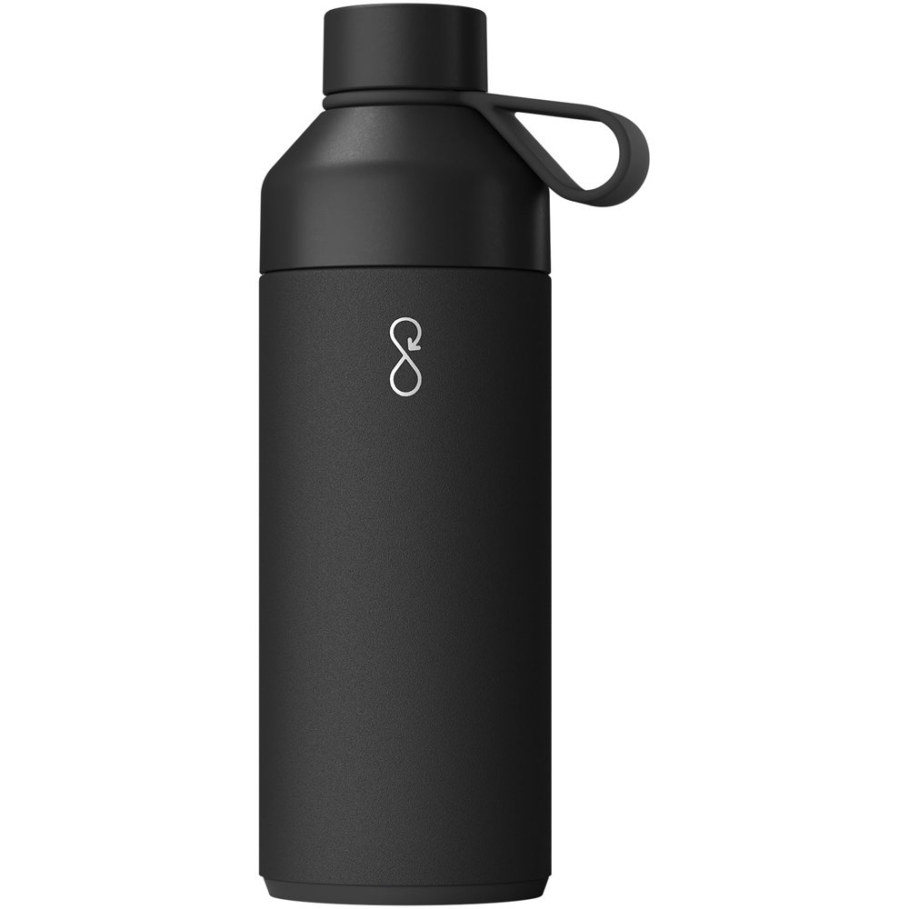 Big Ocean Bottle 1000 ml vacuümgeïsoleerde waterfles - Obsidiaan zwart