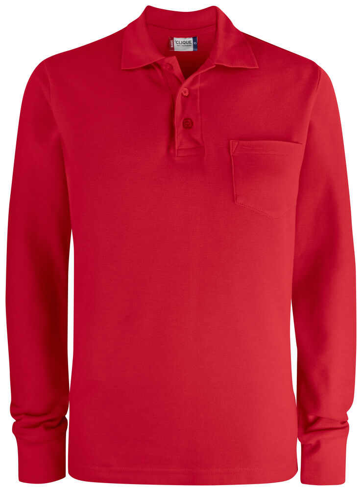 Clique - Basic Polo Pocket L/S - Rood