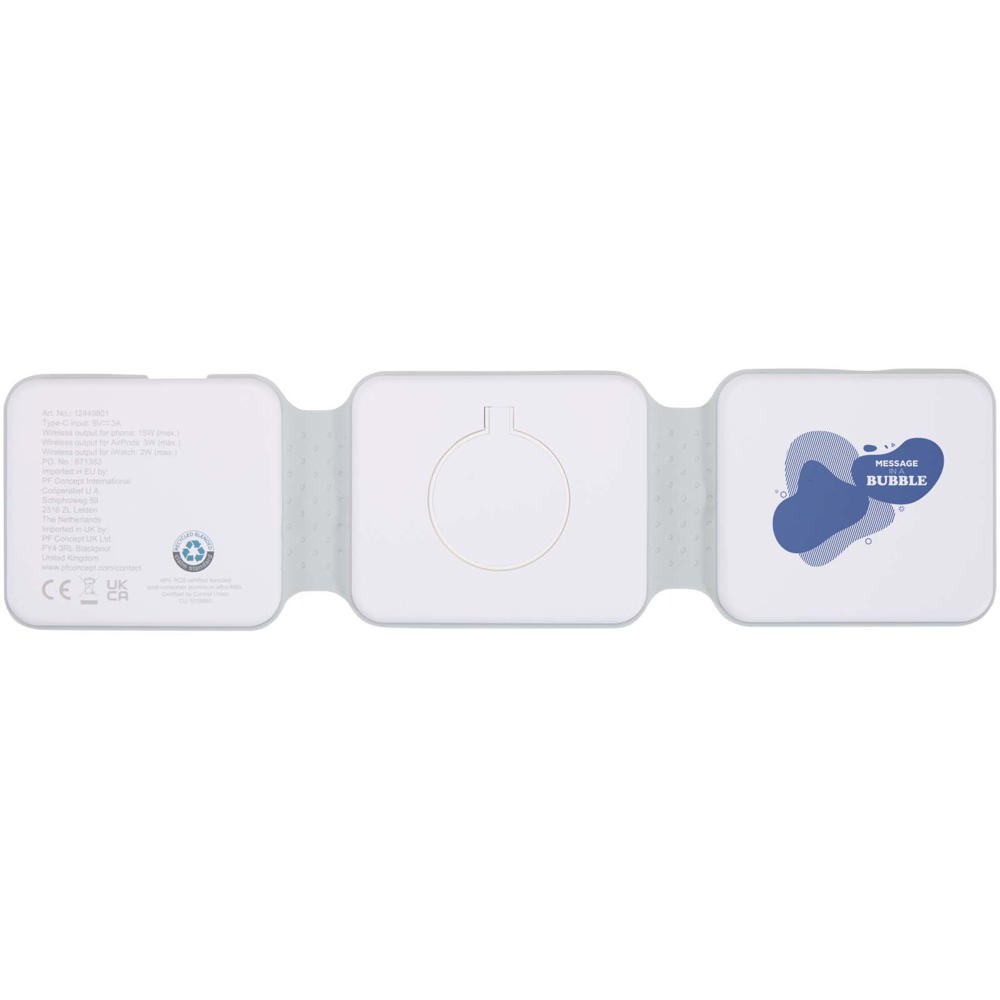 Armus 3-in-1 15W gerecycleerde plastic opvouwbare draadloze oplader