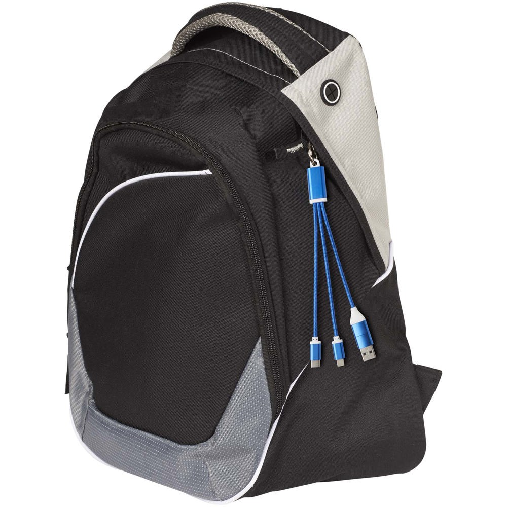 Metal 4-in-1 oplaadkabel van gerecycled aluminium met sleutelhanger