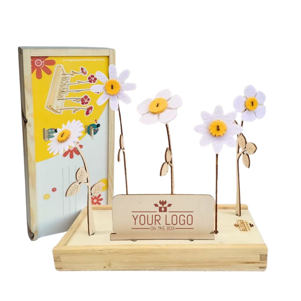 Happy Blooms 'Your logo' - wit