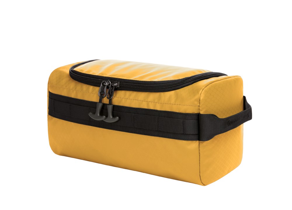 toilettas ACTIVE - donkergroen - mosterdgeel