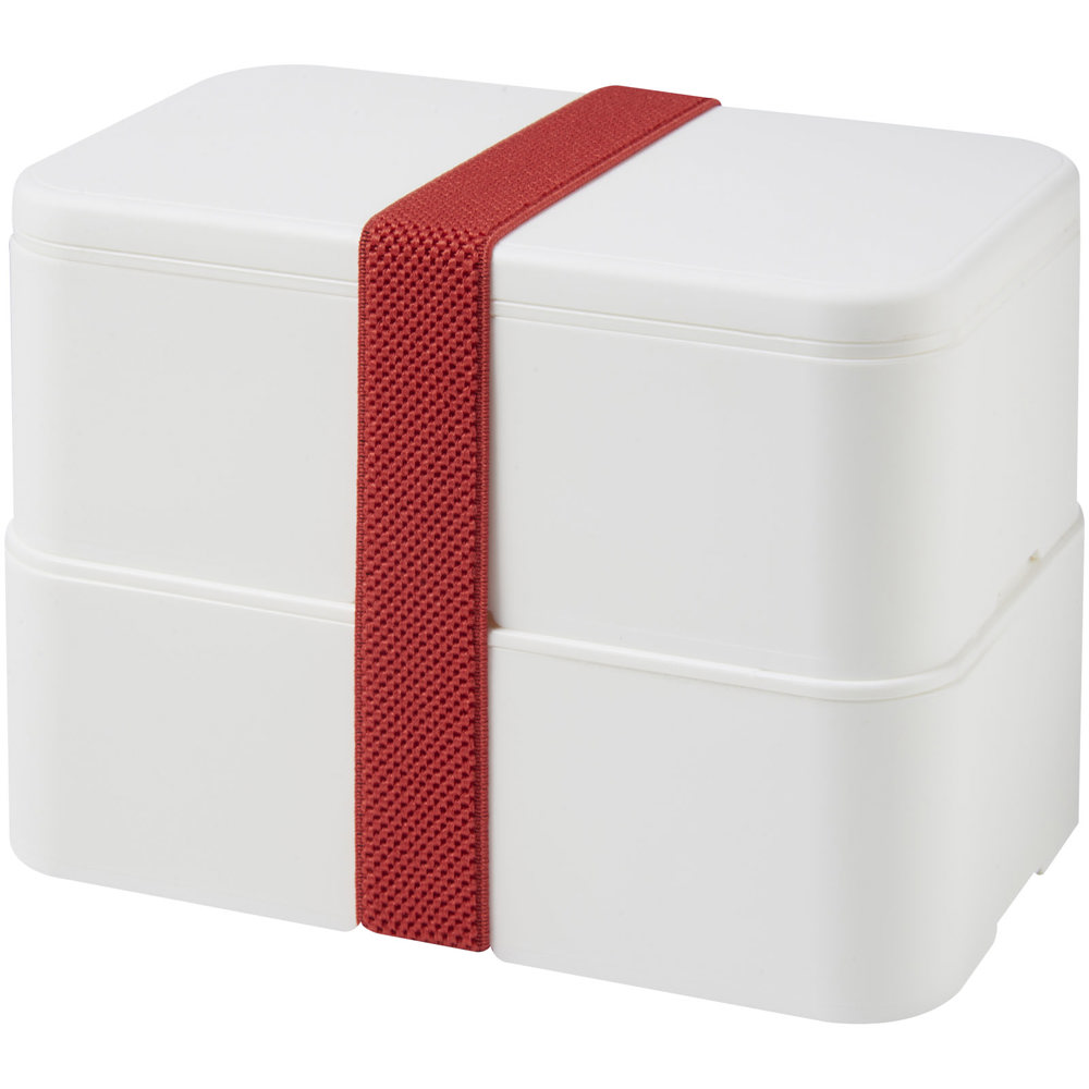 MIYO 700+700 ml dubbellaagse lunchbox - Wit, Wit, Rood